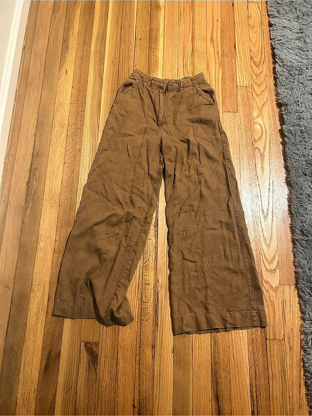 Madewell Wide Leg Linen Pants in Brown/Orange X-Small
